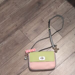 LDT Leather Women's Two-Tone Crossbody Bag - Pink & Green